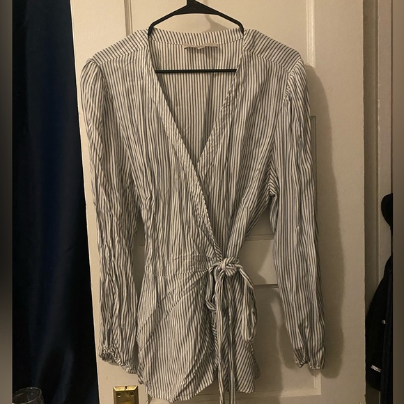 Striped wrap shirt. - Picture 1 of 6